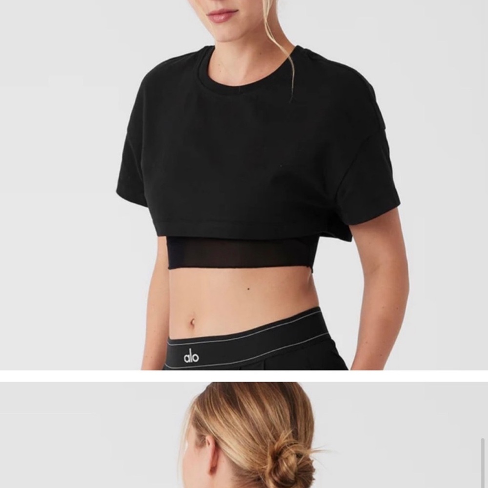 ALO Yoga Black Boxy Crop T-Shirt